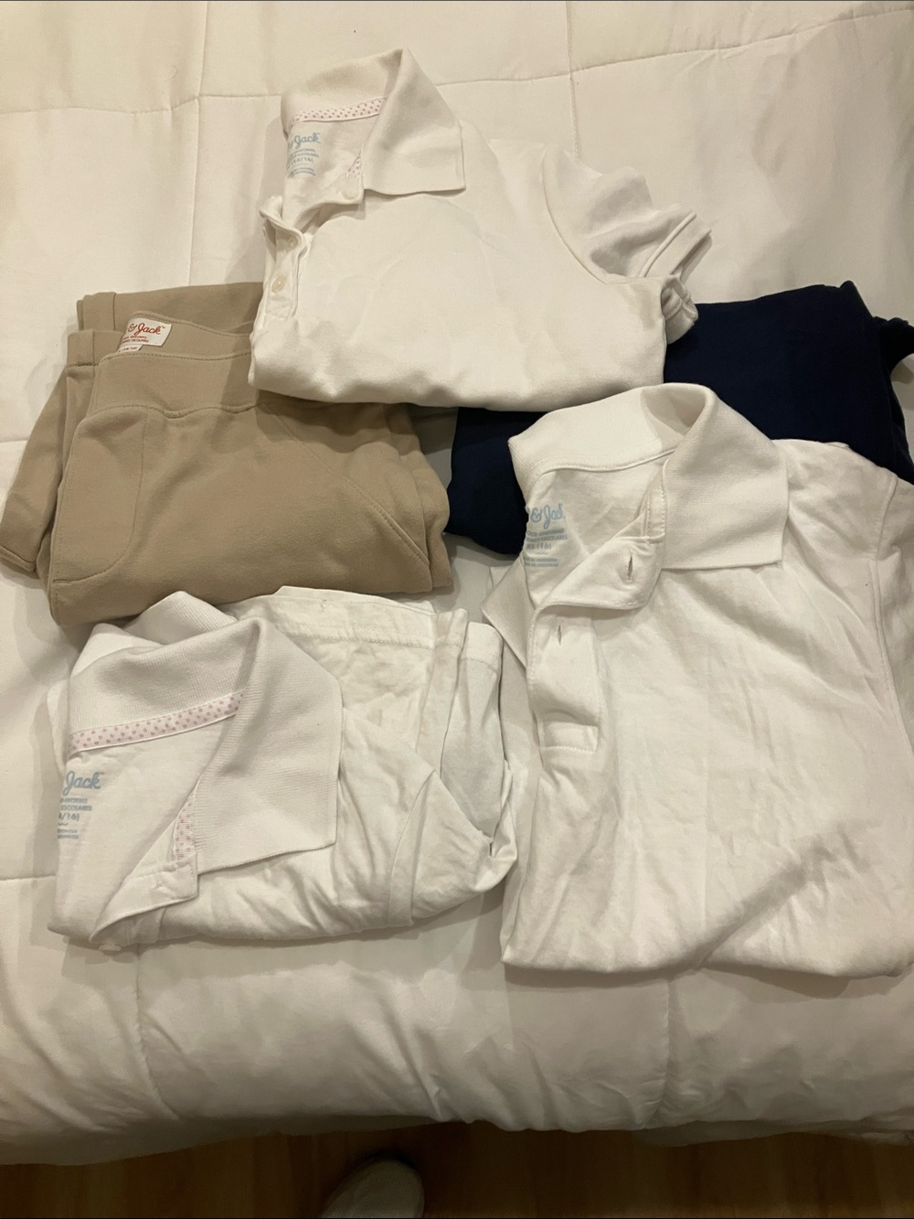 Cat & Jack girls Polo Bundle in White, Tan and Navy